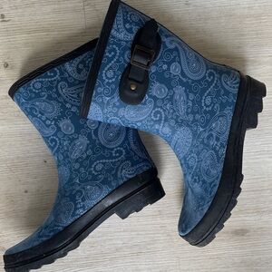 Blue Paisley Rain Boots